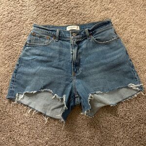 Abercrombie & Fitch Curve Love Distressed Blue Jean Shorts